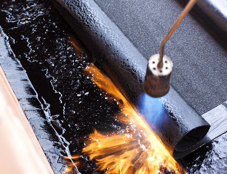 Heating and Melting Bitumen Roofing Felt